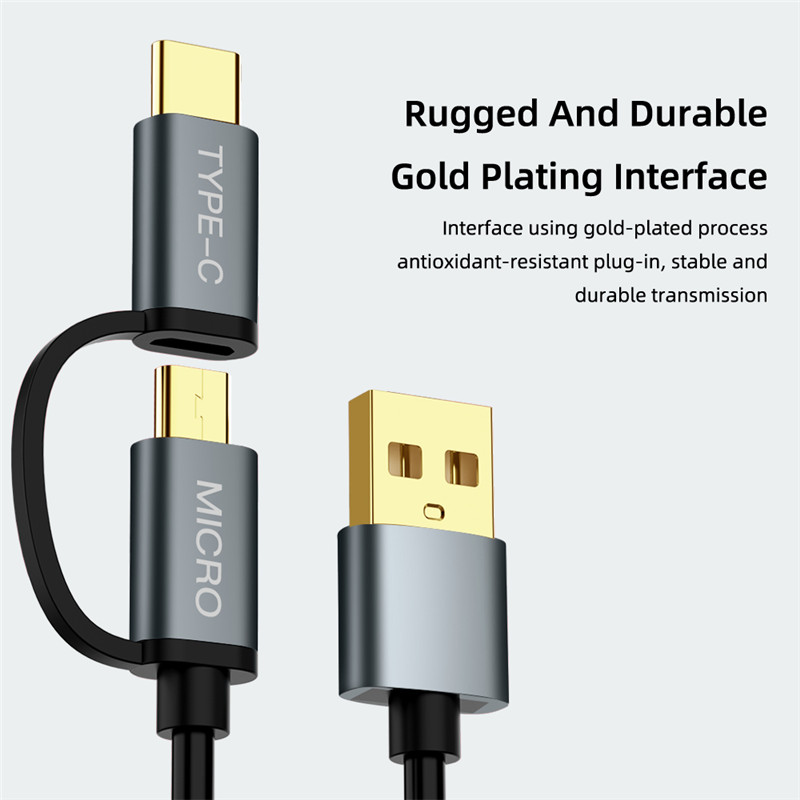 2 in 1 USB Data Cable Micro usb Type C Charger Cable for Samsung Fast Charging Mobile Phone Charge Cable for Xiaomi Huawei Honer