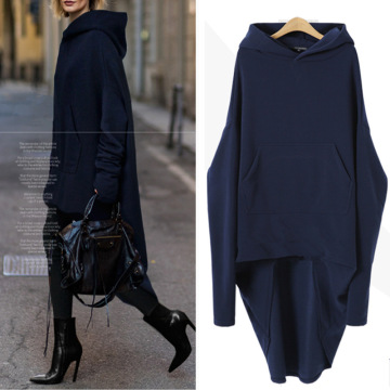 Thicken Long Hoodies Sweatshirt with Hat Casual Batwing Sleeve Sudadera Mujer Autumn Winter Hoodies Women camisa mujer