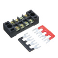 1pc 600V 15A 4P Power Distribution block Double Row Wire Barrier Terminal Block With 2 Connector Strips for Electronic Connector