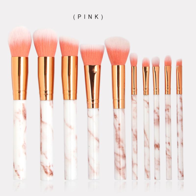 10 Pcs/Set Marbling Makeup Brush Sets Eye Shadow Brush Foundation Brush Contouring Brush Blush Blending Make Up Brush Tool Kits