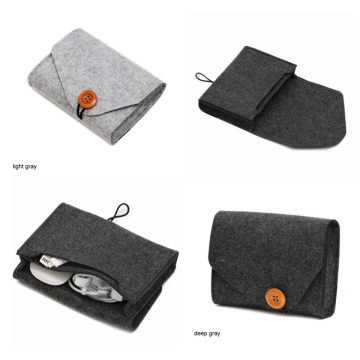 1PC Home Storage Organization Key Coin Package Mini Felt Pouch Earphone TF Card Power Bank Data Cable Travel Organizer