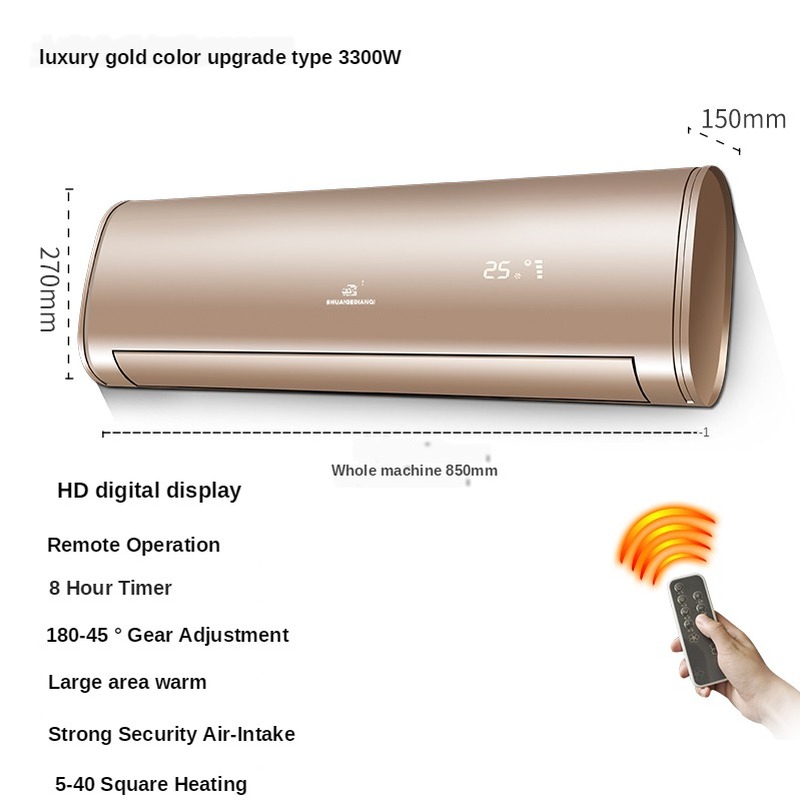 Energy-saving wall-mounted 3000W high-power portable air-conditioning heating fan home heater free installation remote control