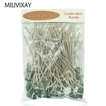 MILIVIXAY 100Pcs/Lot Candle Wicks for Candle Making Coated with Natural Soy Wax Low Smoke DIY Candle Making Candle Wicks Bougie