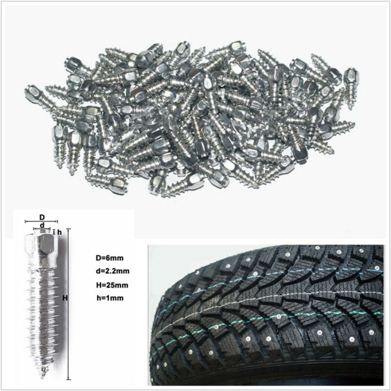 100pcs/bag 25mm*6mm Car SUV Truck Wheel Tire Studs Screws Snow Spikes Chains Winter Car Tire Stud Screws