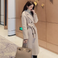 Autumn Winter New Women's Jacket Casual Wool Blend Trench Coat Double Breasted Long With Belt