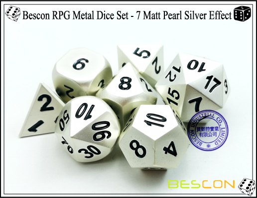 Bescon RPG Metal Dice Set - 7 Matt Pearl Silver Effect-5