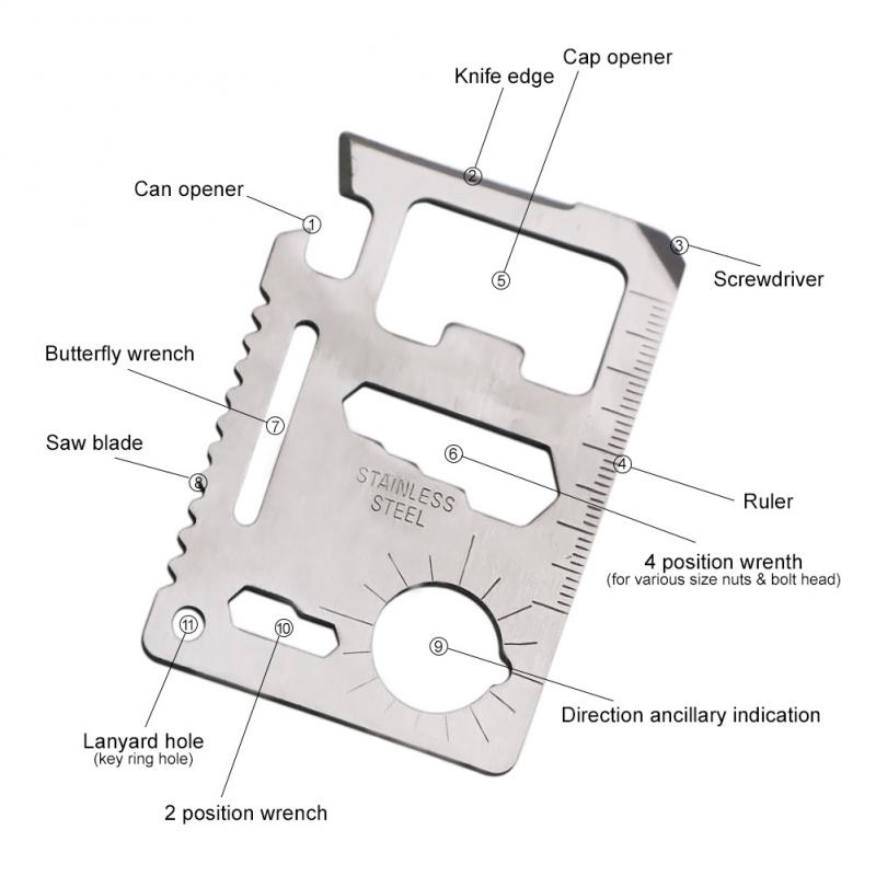 11 In 1 Outdoor Multifunction Credit Card Knife Survival Camping Hunting Tactical Knife Utility Hand Tools Pocket Multitool Card