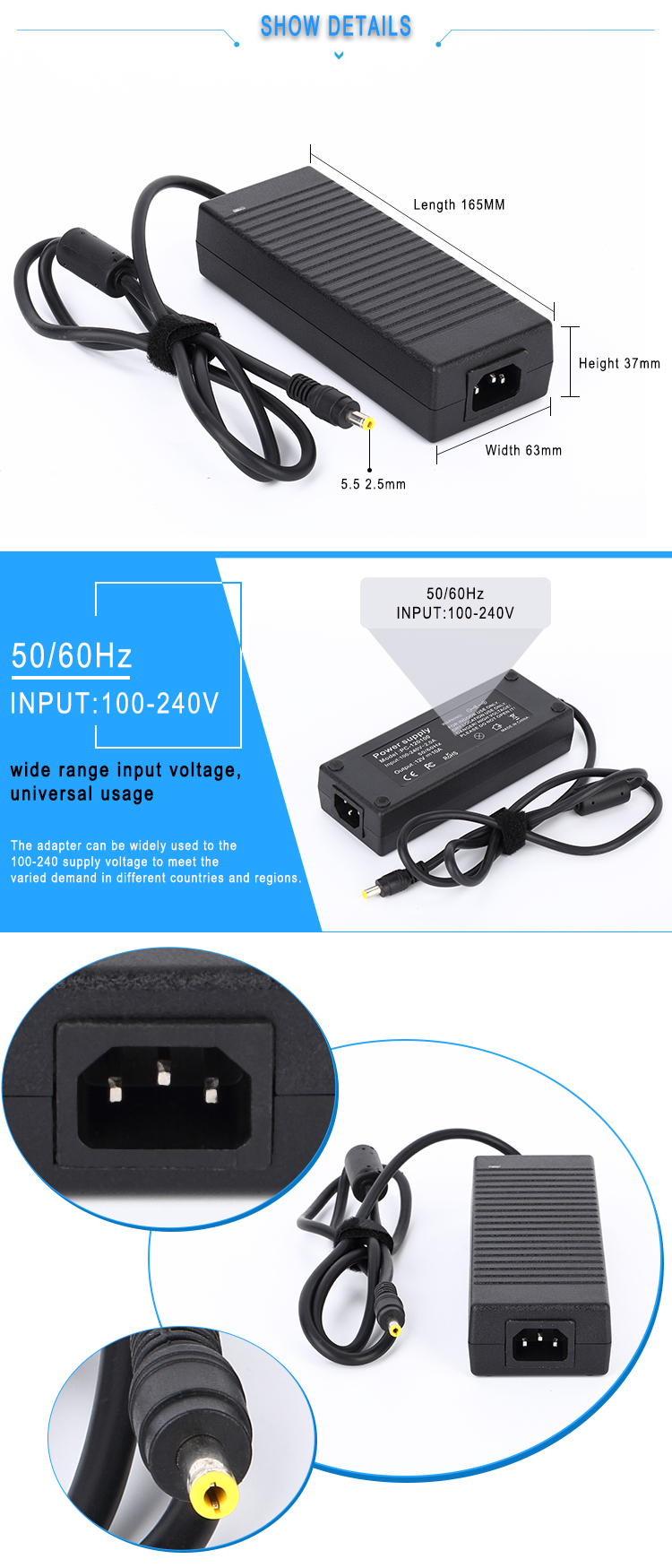 19v dc laptop adapter 120W