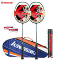 Kawasaki 2pcs Professional Badminton Rackets Set Family Double Badminton Racquet Full Carbon Lightest Playing Badminton PK-007