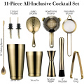 Cocktail Shaker Bar Set: Weighted Boston Shakers, Cocktail Strainer Set,Jigger, Cocktail Muddler,Spoon, Ice Tong,Pourers