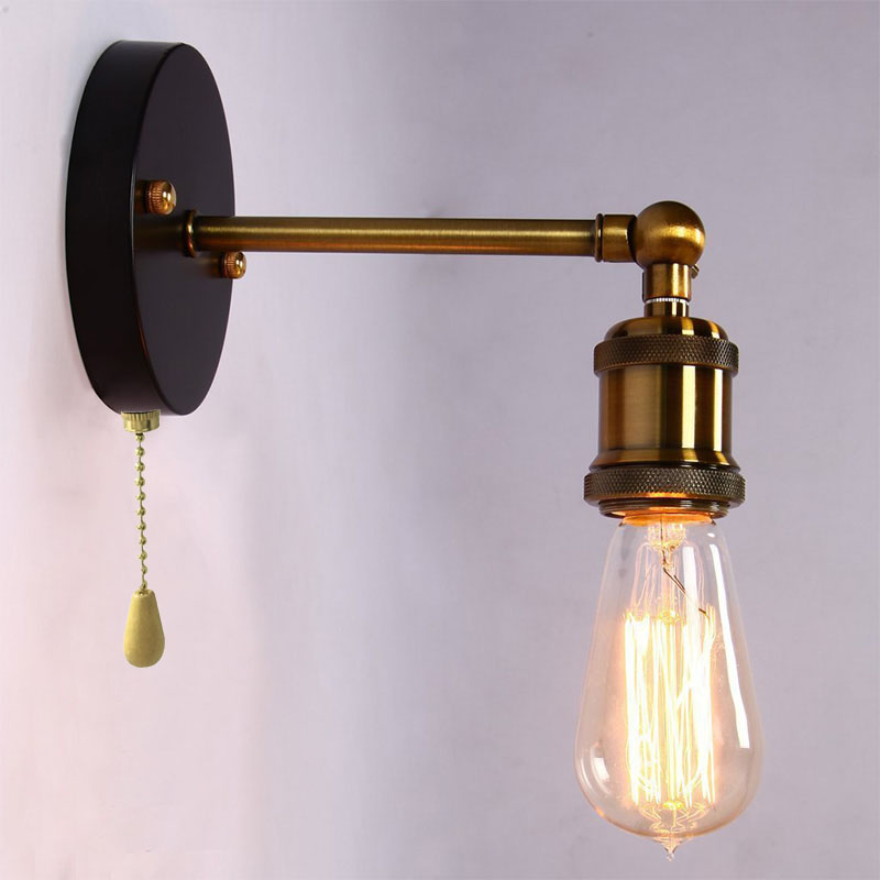 Pull Chain Switch Loft Adjustable Industrial Metal Vintage Wall Lamp Edison Bulbs E27 Wall Lights Indoor Sconce Lamp Fixtures