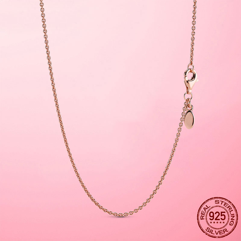 HOT Sale 925 Sterling Silver Classic Cable Chain Necklace Rose Gold Color Necklace Chain Sterling Silver Jewelry Gift Making