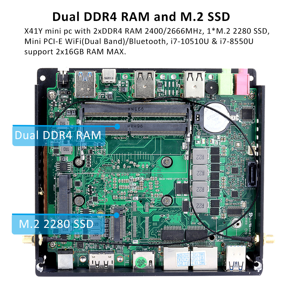 DDR4 Mini PC Gamer Desktop Intel Core i7 10510U 8550U i5 8250U Dual RAM 2*LAN 4K UHD DP HDMI WiFi 2.4G/5G 8*USB Win 10 NUC HTPC