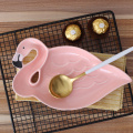 2pcs Flamingo Decoration Pink 3D Ceramic Plate Snacks Dried Fruit Plates Fruit Bowl Dessert Dishes Dinnerware for Home