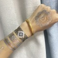 Gold Metallic Tattoo Sticker Sun Moon Star Temporary Tattoo Women Party Body Arm Art Fake Flash Tattoos Girl Bracelet Wrist
