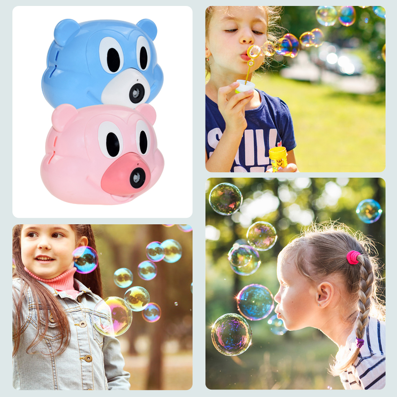 Kids Automatic Funny Cute Cartoon Pig Animal Soap Children Bubble Maker Camera Bath Wrap Bubble Machine Toys for Girls Gifts