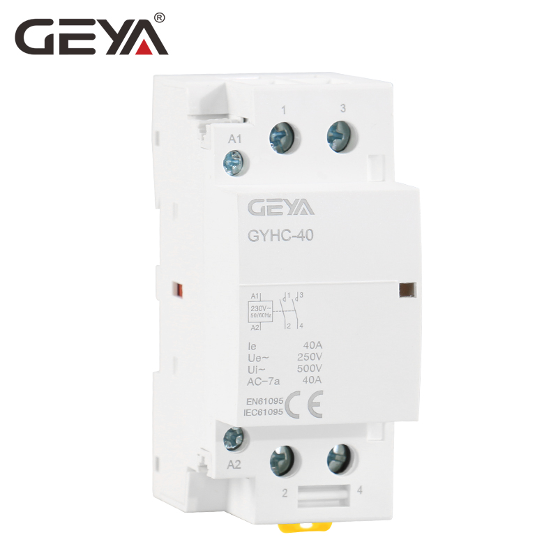 Free Shipping GEYA 2P 40A 63A 2NC or 2NO Household Modular AC Contactor DIN Rail Type AC220V 230V Automatic