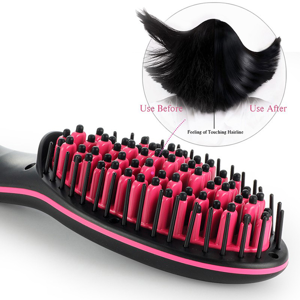 RUCHA Ceramic Hair Straightening Brush Comb Digital Electric Hair Brush Straightener Control 450F Fast Heating up Brushes