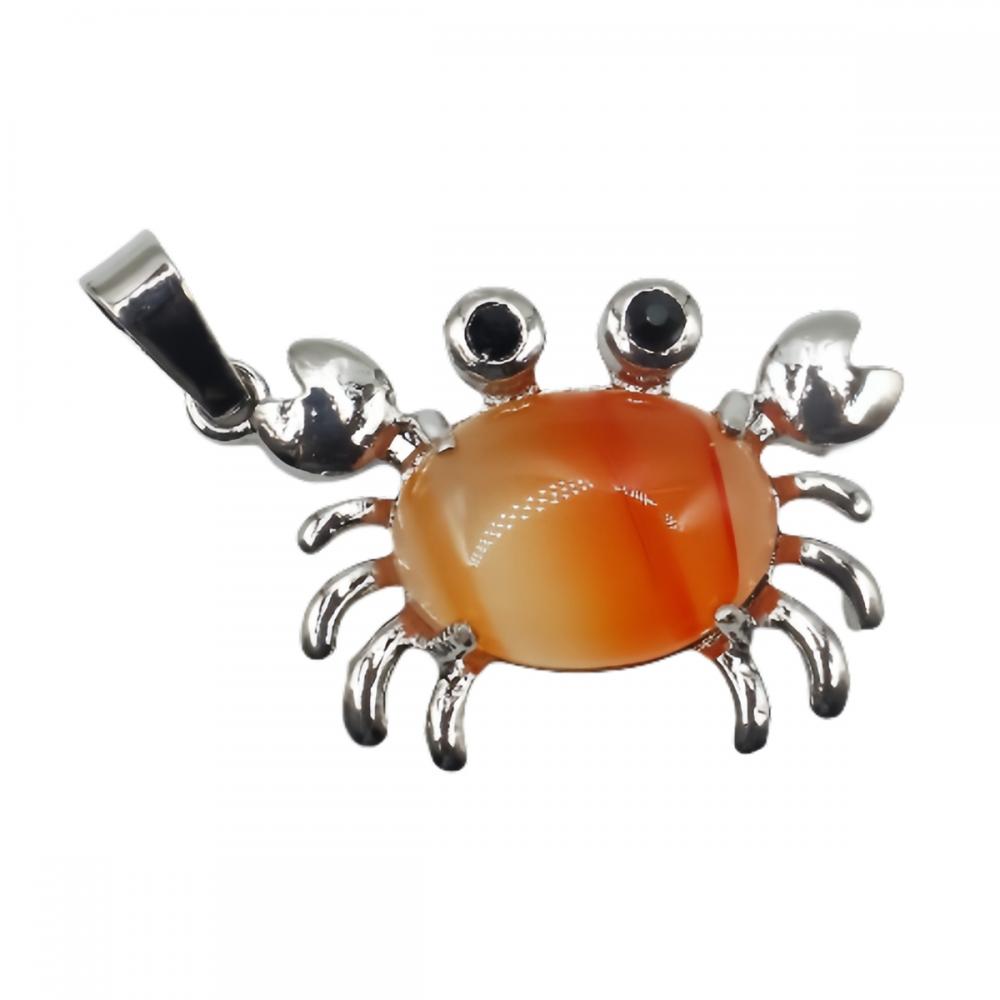 Natural Stone Crab Charm Pendant Gemstone Quartz Crab Pendants for DIY Jewelry Making