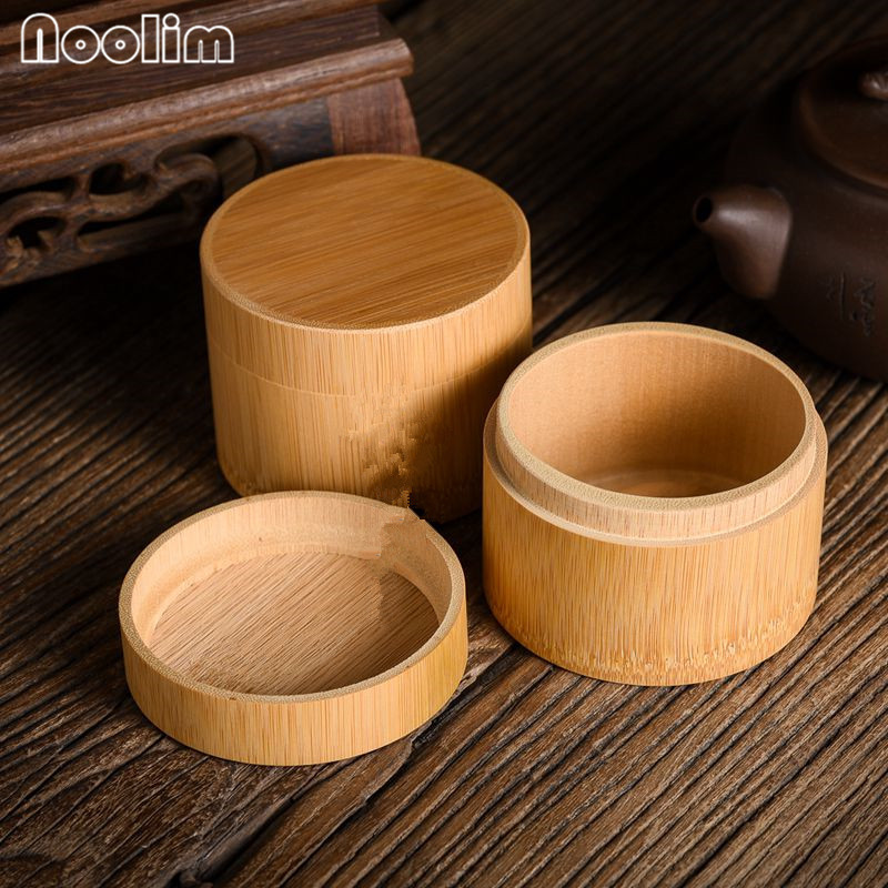 Bamboo Handmade Kitchen Spice Jar Creative Sealed Cans Storage Tank with Cover Food Container Round Tea Box Teahouse Canisters