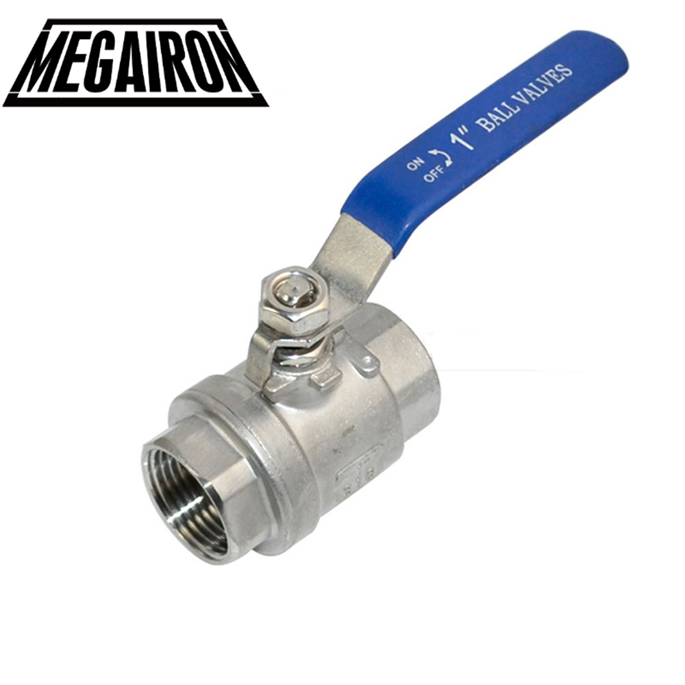 MEGAIRON Female Straight Two-pieces Full Ports Valves 316 Stainless Steel Ball Valve