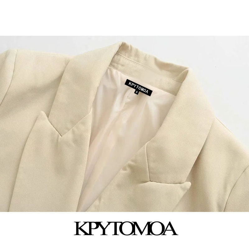 KPYTOMOA Women 2020 Fashion Double Breasted Loose Fitting Blazer Coat Vintage Long Sleeve Pockets Female Outerwear Chic Tops