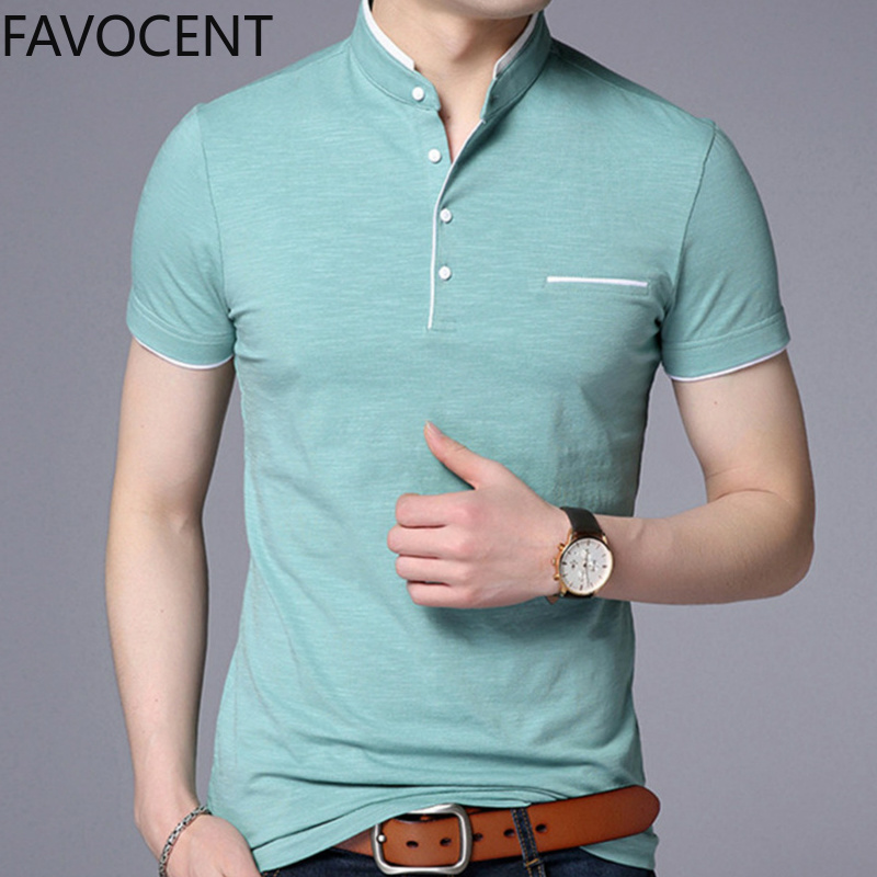 Men's Polo Shirt Short Sleeve Solid Color Polo Shirt Men's Fashion Standing Collar Masculina Casual Cotton Top Plus Size M-4XL