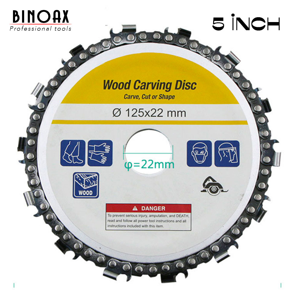 BINOAX 5 Inch Grinder Disc and Chain 14 Tooth Fine Abrasive Cut Chain For 125x22mm Angle Grinder
