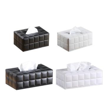 Simple PU Tissue Box Rectangle Paper Towel Holder Desktop Napkin Storage Container Kitchen Tissue Tray For Home Office