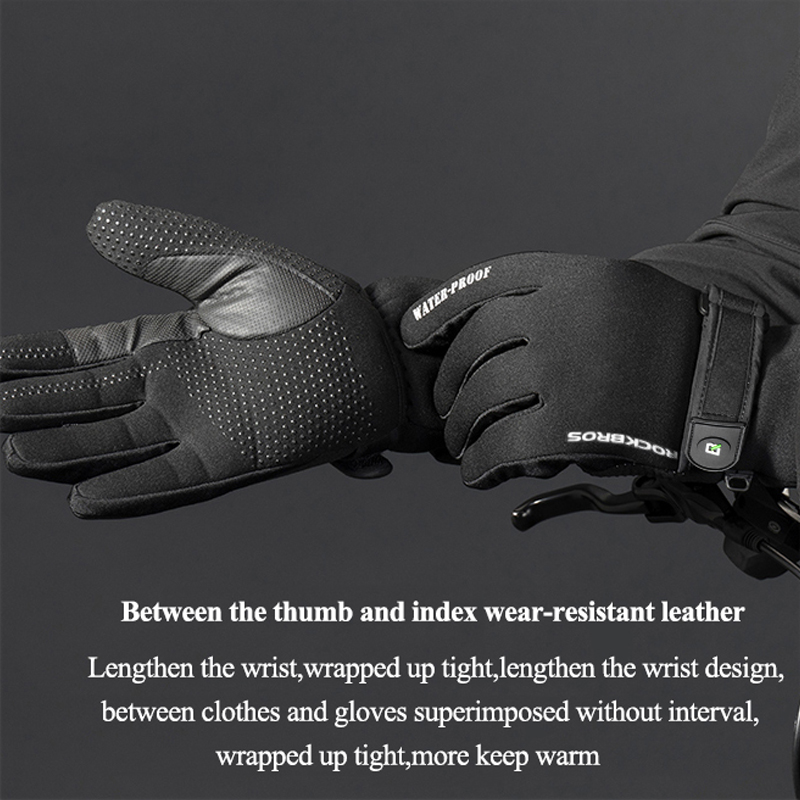 RockBros -30 Degree Windproof Winter Fleece Thermal Ski Gloves Long Full Finger Cycling Gloves Motorcycle Bicycle Gloves