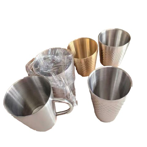 Stainless steel tea cup.