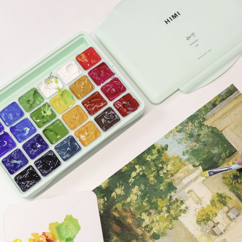 MIYA 18 24 Colors Gouache Paint Set 30ml Portable Case Gouache Jelly Watercolor Painting for Artists Students Non-Toxic