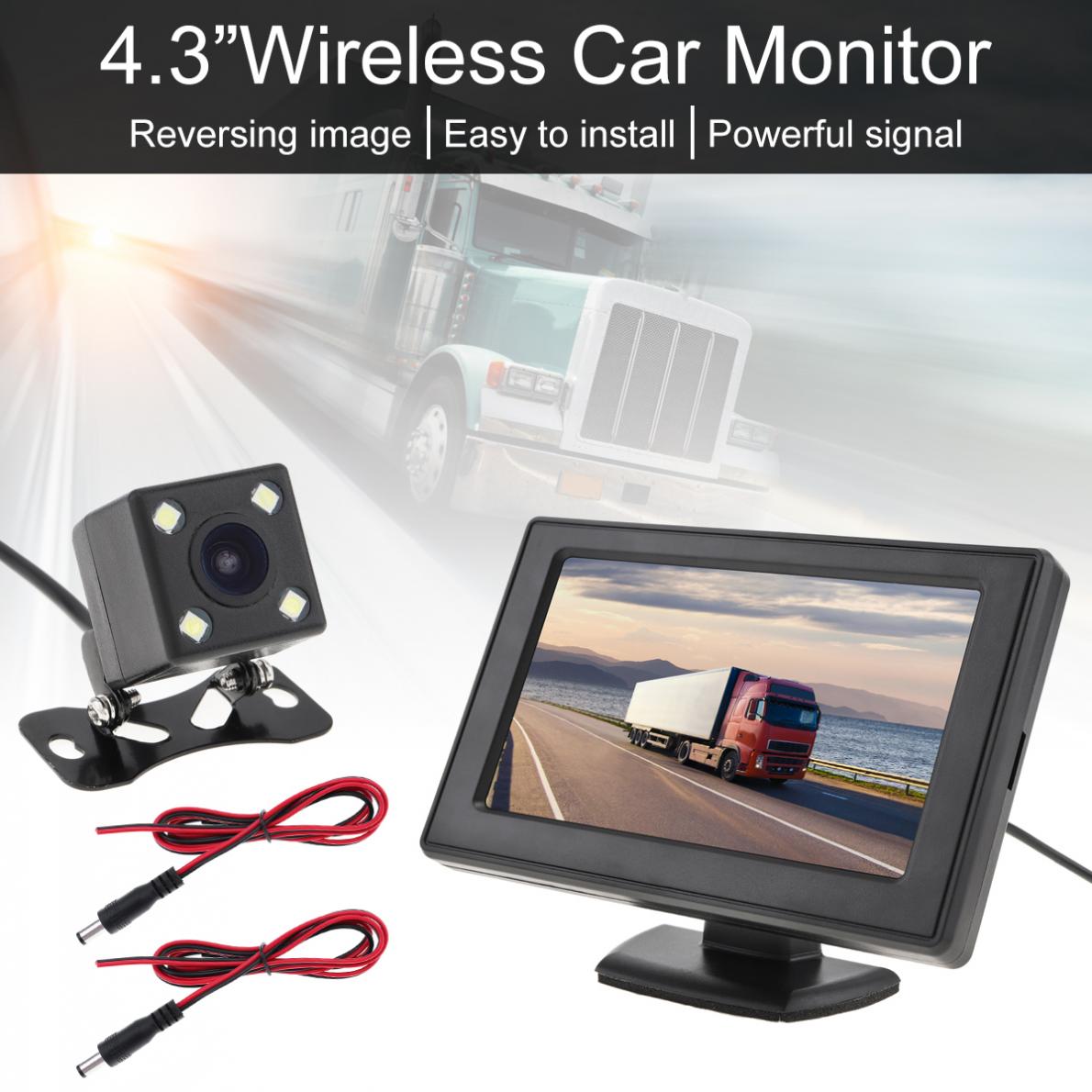 4.3 Inch Wireless Rear View Camera System TFT LCD Vehicle Rear View Monitor + Night Vision Camera for SUV RV Pickup Minivan