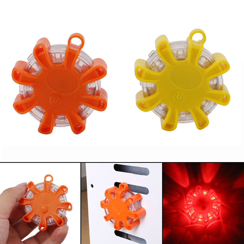 Mini 8* LED Emergency Safety Flare Red Road Flare Magnet Flashing Warning Night Lights Roadside Disc Beacon For Car Truck Boat