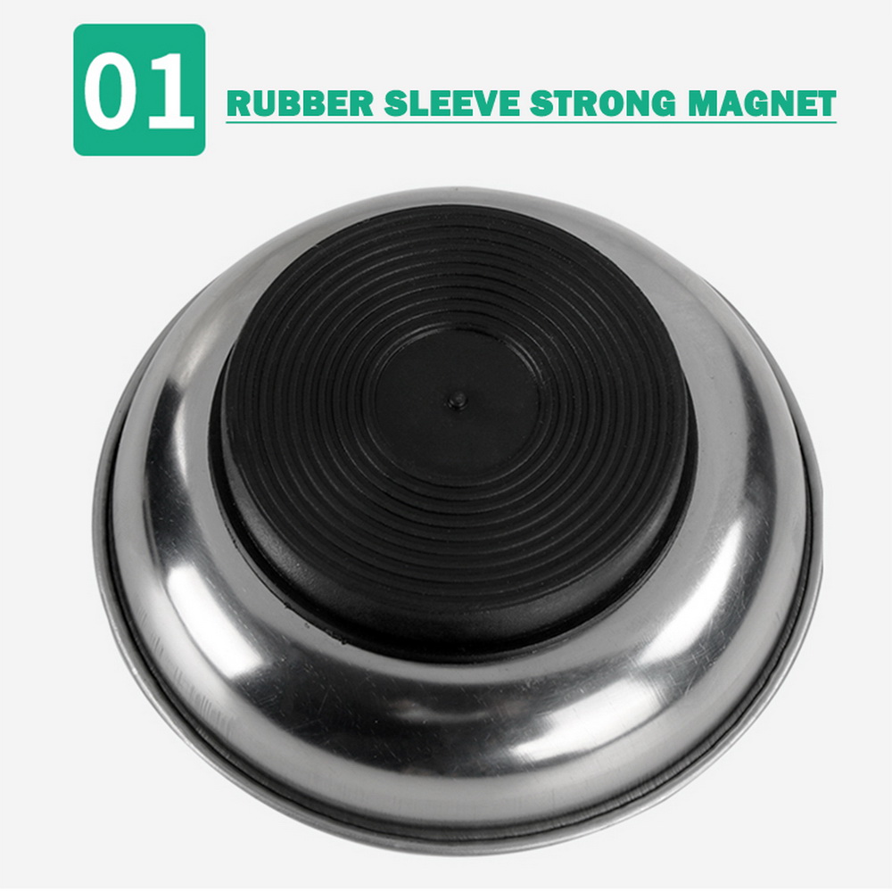 Circle Stainless Steel Magnetic Parts Bowl Tool Tray Nuts Bolts Screws Part Tray Magnetic Parts Plate Silver