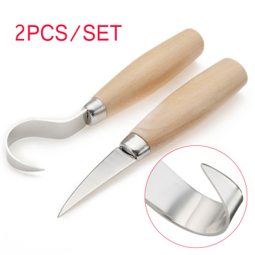 2Pcs Wood Carving Knife Chisel Woodworking Cutter Hand Tool Set Peeling Woodcarving Sculptural Spoon Carving Cutter