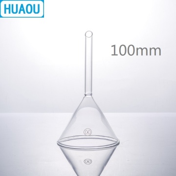 HUAOU 100mm Funnel Short Stem 60 Degree Angle Borosilicate 3.3 Glass Laboratory Chemistry Equipment