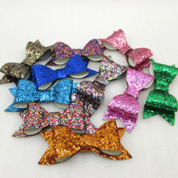 10Y41751 83*39mm sequins Hairpins Fashion Glitter Artificial Leather Bow For Children Hair Headwear