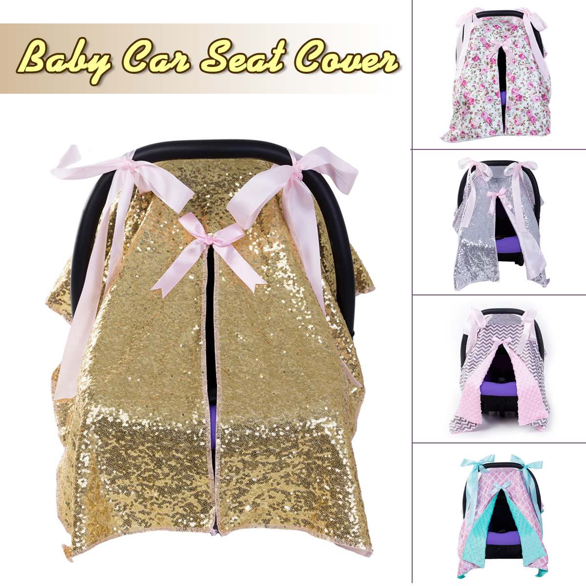 NEW Baby Car Seat Blanket Cover Fashion Bow Newborn Baby Girls Soft Safety Car Seat Canopy Nursing Cover Multi-use Blanket Cover