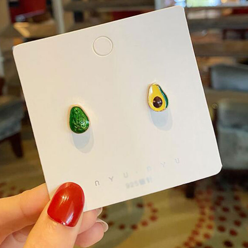 Stud Earrings Fresh Avocado Green Style Alloy Needle Material Cute Fruit Party Ear Jewelry Accessories Creative Delicate