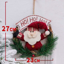 Wooden Merry Christmas Garland Wreath Decor Wall Hanging Door Santa Claus Elk Snowman Ornaments Xmas Pendant Home Decor