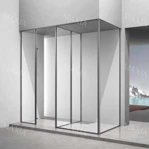 Concealed pivot door shower enclosure