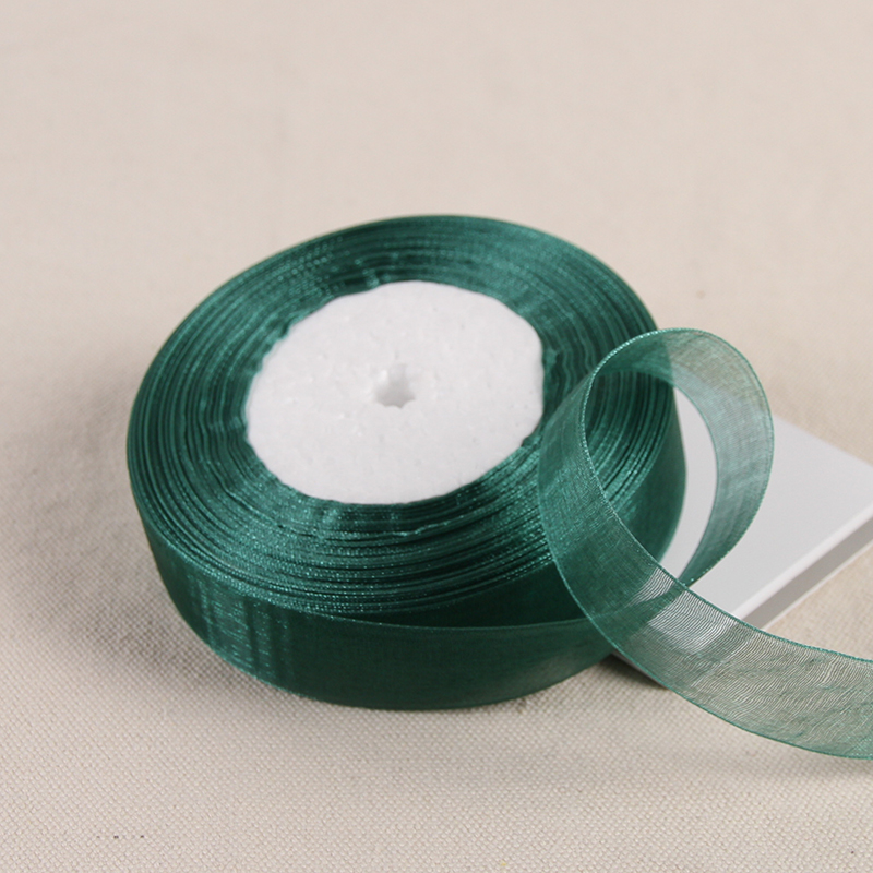 12mm 15mm 20mm 25mm 40mm 50mm Dark Green Transparent Organza Ribbons DIY Crafts Fabric Christmas Wedding Birthday Party Decor