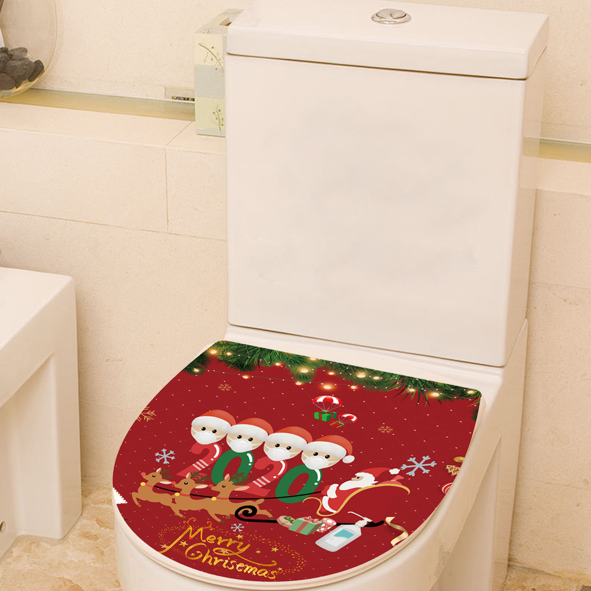 Christmas PVC Sticker Floral Print Stickers Decorative Picture for Toilet Refrigerator Wall Magnets