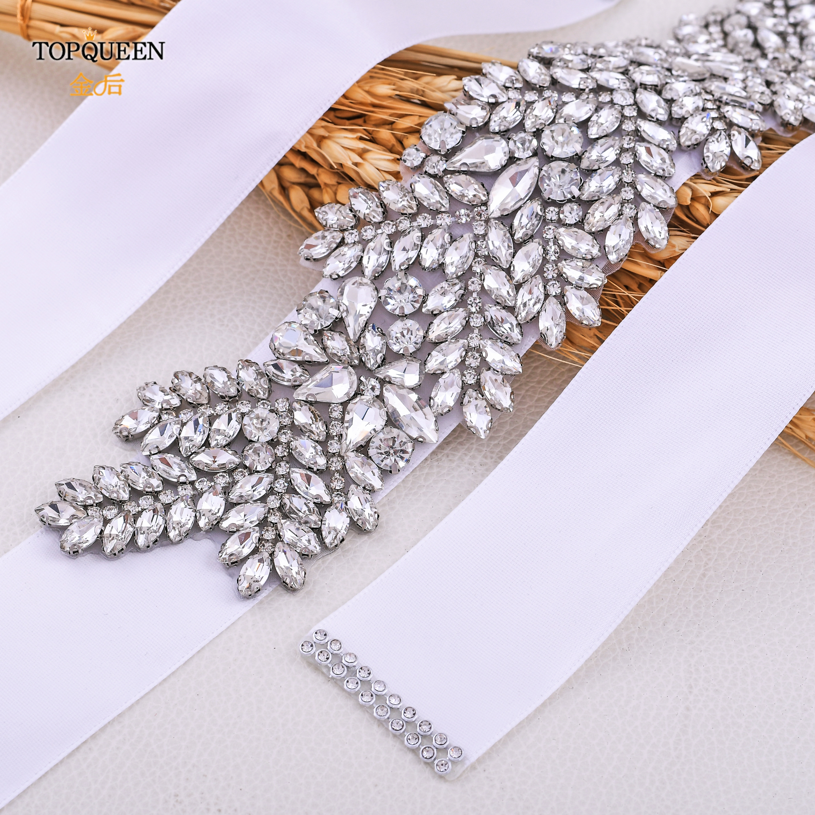TOPQUEEN S420 rhinestone bridal belt wedding belt for bridal pearl belt for dresses silver sash belt pearl wedding dress belts