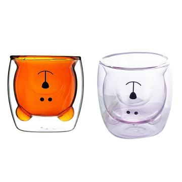 Lovely Bear Glass Cup Double-Layer Borosilicate Glass Fashion Transparent Wine Coffee Cup Heat-resistant Milk For Bar