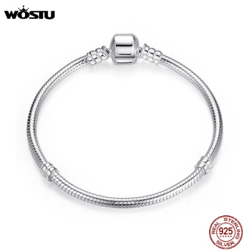 WOSTU Luxury Original 100% 925 Sterling Silver Snake Chain Bracelet Bangle for Women Authentic Charm Jewelry Pulseira Gift