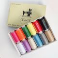 12 Colors Mixed 100% Cotton Yarn Sewing Thread Roll Machine Hand Embroidery 300 Meters/roll For Home Sewing Kit