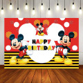 Mickey Mouse Theme Birthday Party Supplies Paper Cup Plate Straws Flags Blowout Party Tablecloth Kids Favor Toys Decor Balloons