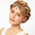 Boho Women's Simulated Pearl Tassel Bohemian Head Chain Jewelry Forehead Dance Headpiece Hair Jewelry Band Chains Hair Accessory